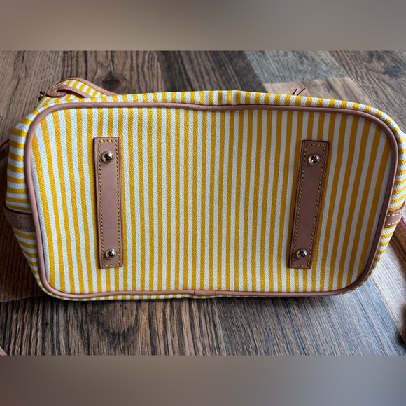 Dooney & Bourke Yellow and Tan Striped Shoulder Bag - Picture 3 of 12